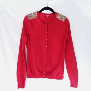 Merona Red Cardigan with Gold Sequins